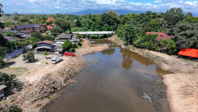 ลงพื้นที่ตรวจสอบการดำเนิน  การขุดลอกลำน้ำกวงเเละกำจัดวัชพืชหมู่ที่ 4